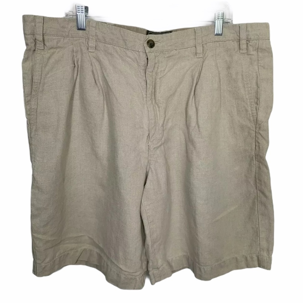 Eddie Baurer Mens 100% Linen Shorts Tan Size 42